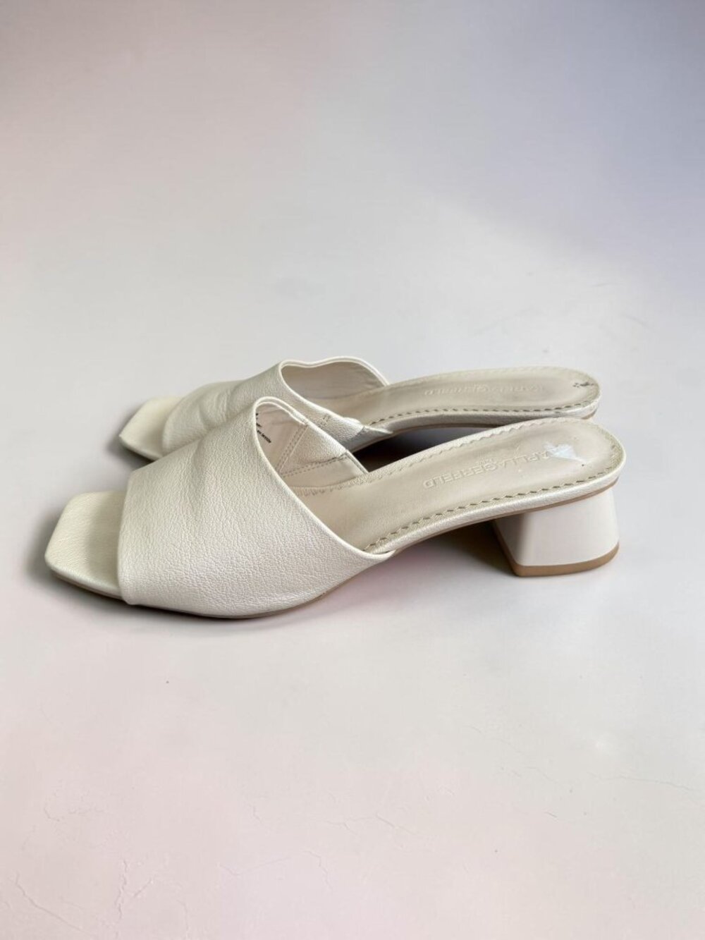 KARL LAGERFELD Malina Cream Slide Slip on Sandals Heels Size 9